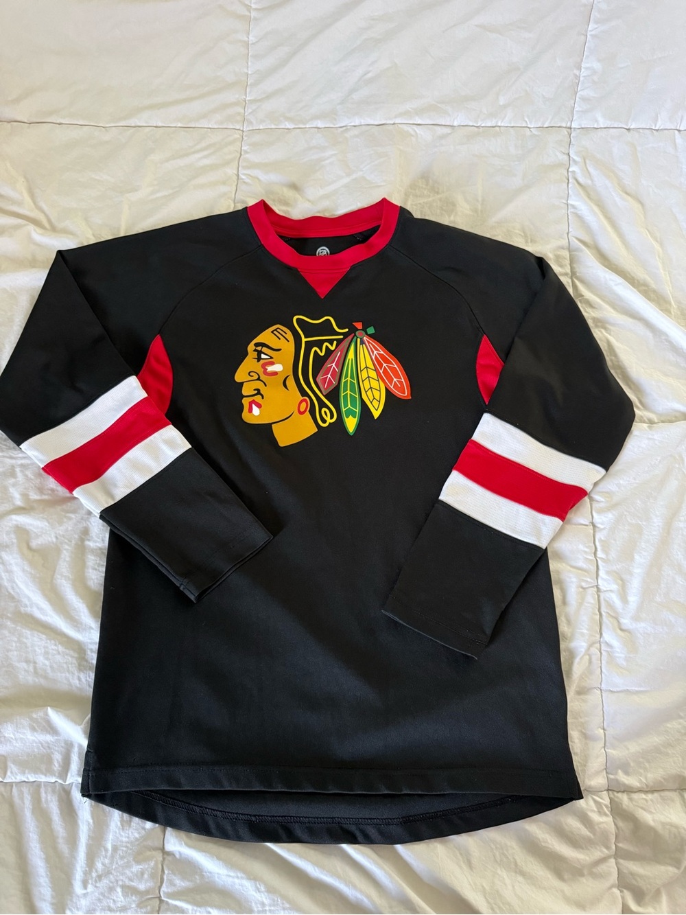 NHL Black Crewneck Sweatshirt with Red & White Accents